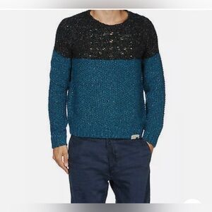 Diesel Tricot Co Men’s Wool Blend Sweater Medium Colorblock Blue Gray Cableknit